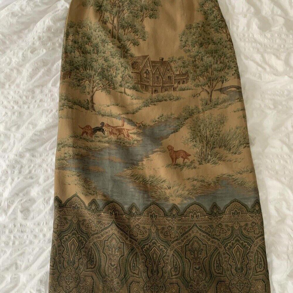 Vintage Womens Polo Ralph Lauren Skirt Western Dog Country Style - Size 12 - Picture 10 of 16